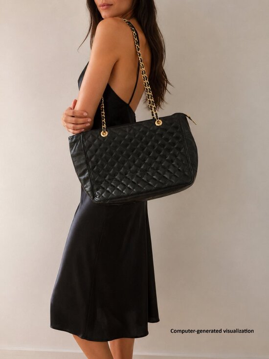 Vintage Handbags - Vintage Capica Black Quilted Leather Tote Bag Made in Italy